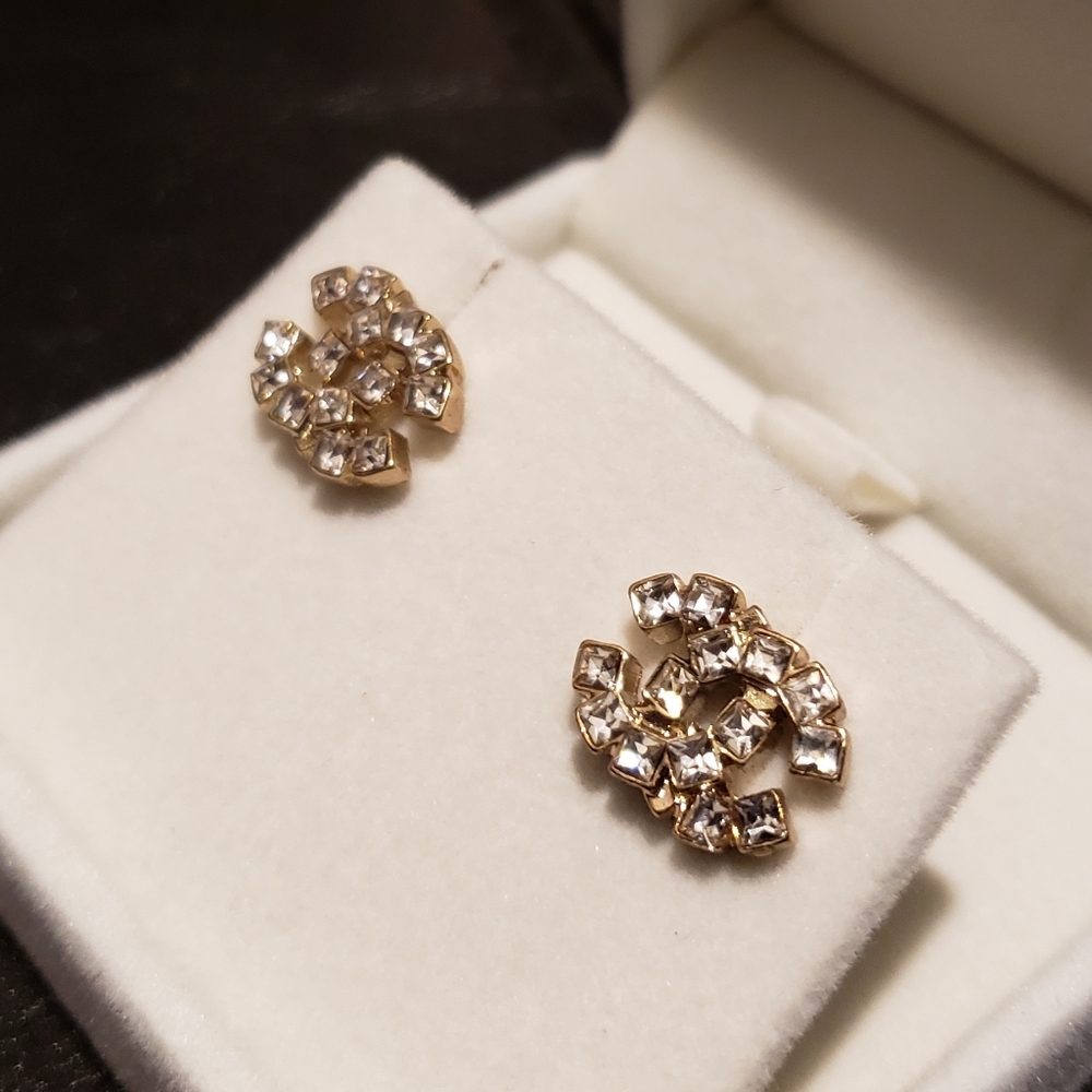 Vintage Coco Chanel chunky crystal gold earrings